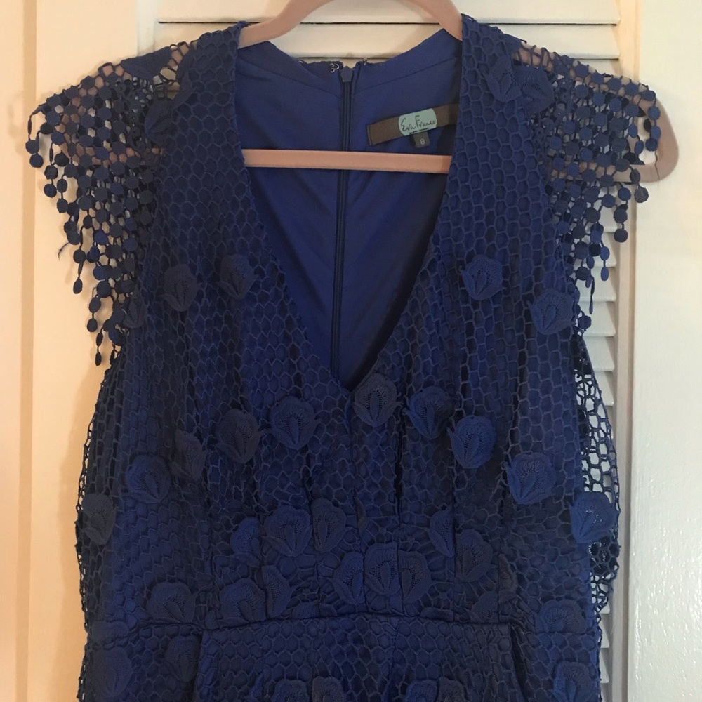 Eva Franco Royal Blue mid length Mermaid Net look Cocktail dress